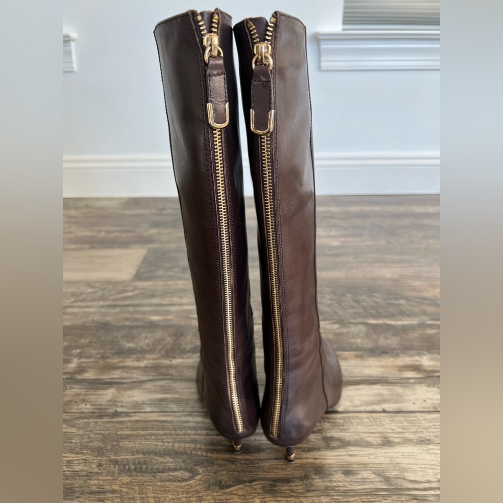 Coach Fayth Semi Matte Calf Leather Boot Chestnut Brown Size 6 - Picture 4 of 14